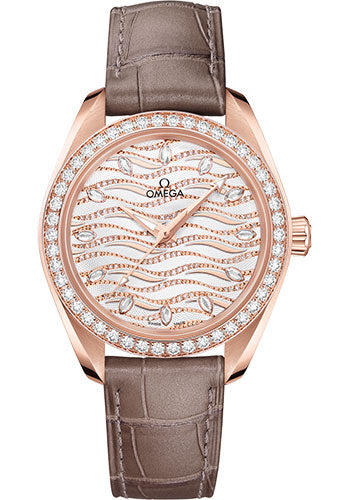 omega-seamaster-aqua-terra-150m-co-axial-master-chronometer-watch-34-mm-sedna-gold-case-diamond-set-bezel-radiant-diamond-dial-taupe-brown-leather-strap-220-58-34-20-99-006