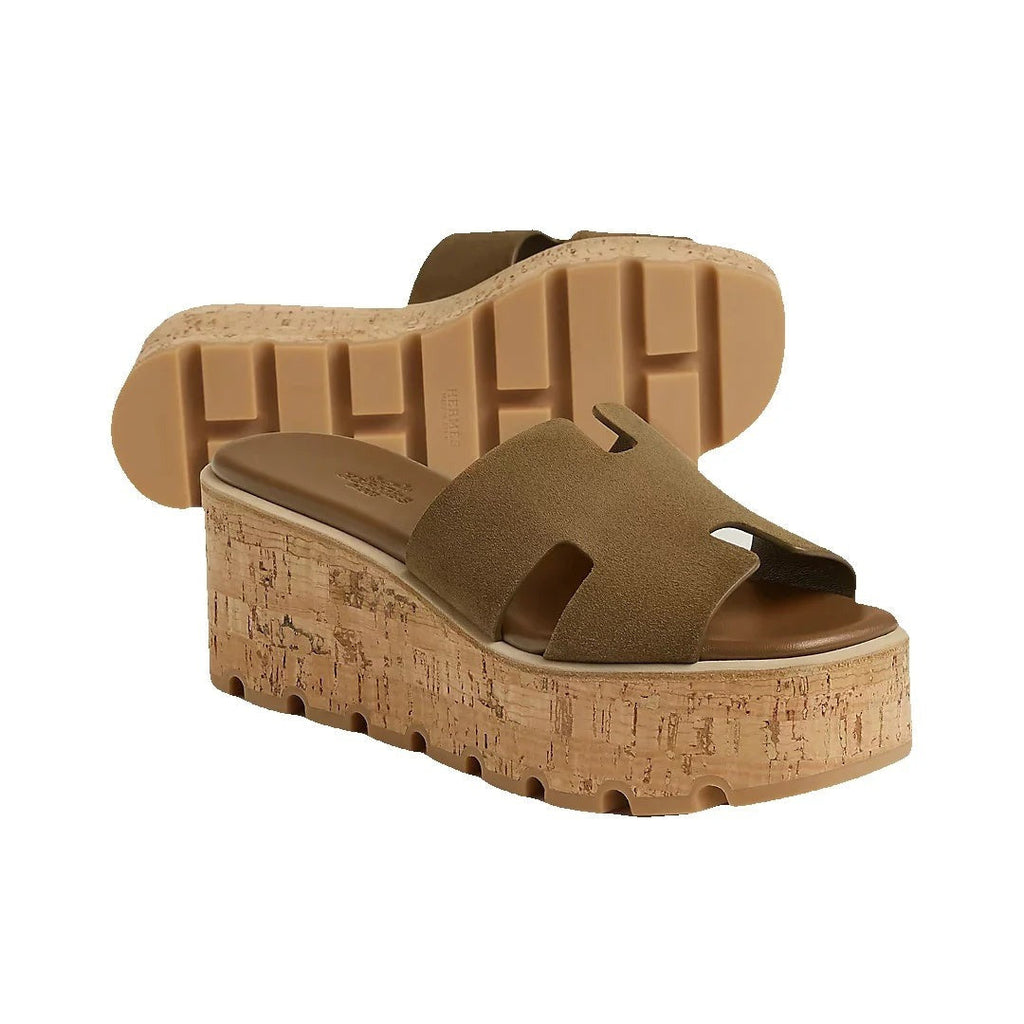 HERMÈS EZE SANDAL BEIGE OLIVE & KHAKI
