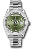 rolex-950-platinum-day-date-40-watch-smooth-bezel-olive-green-bevelled-roman-dial-president-bracelet-228206-ogrp