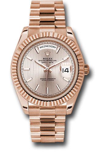 rolex-everose-gold-day-date-40-watch-fluted-bezel-sundust-strip-motif-index-dial-president-bracelet-228235-sdsmip