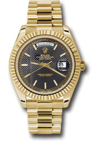 rolex-yellow-gold-day-date-40-watch-fluted-bezel-black-diagonal-motif-index-dial-president-bracelet-228238-bkdmip