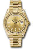 rolex-yellow-gold-day-date-40-watch-fluted-bezel-champagne-baguette-diamond-dial-president-bracelet-228238-chbdp