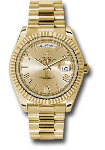 rolex-yellow-gold-day-date-40-watch-fluted-bezel-champagne-roman-dial-president-bracelet-228238-chrp