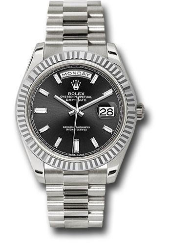 rolex-white-gold-day-date-40-watch-fluted-bezel-black-baguette-diamond-dial-president-bracelet-228239-bkbdp