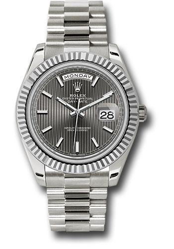 rolex-white-gold-day-date-40-watch-fluted-bezel-dark-rhodium-stripe-motif-index-dial-president-bracelet-228239-rsmip