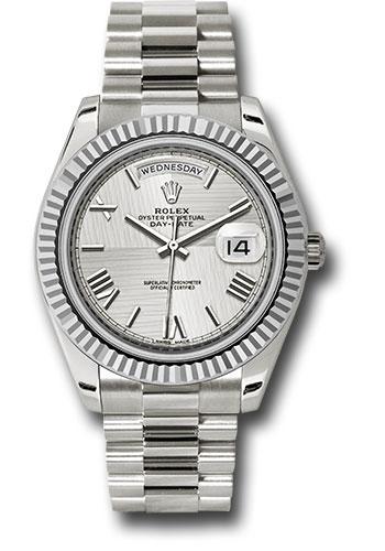 rolex-white-gold-day-date-40-watch-fluted-bezel-silver-quadrant-motif-bevelled-roman-dial-president-bracelet-228239-sqmrp