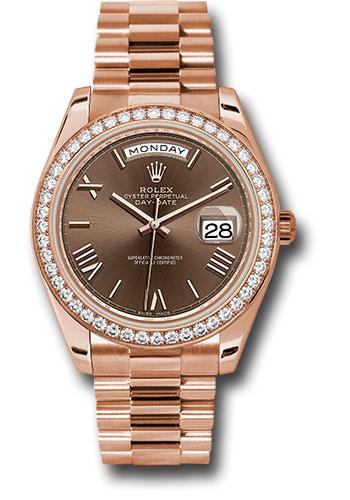 rolex-everose-gold-day-date-40-watch-everose-gold-bezel-chocolate-bevelled-roman-dial-president-bracelet-228345rbr-chorp