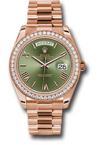 rolex-everose-gold-day-date-40-watch-everose-gold-bezel-olive-green-bevelled-roman-dial-president-bracelet-228345rbr-ogrp