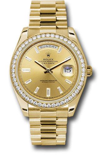 rolex-yellow-gold-day-date-40-watch-yellow-gold-bezel-champagne-baguette-diamond-dial-president-bracelet-228348rbr-chbdp