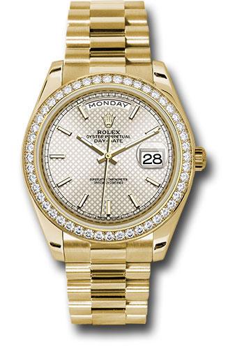 rolex-yellow-gold-day-date-40-watch-bezel-silver-diagonal-motif-index-dial-president-bracelet-228348rbr-sdmip