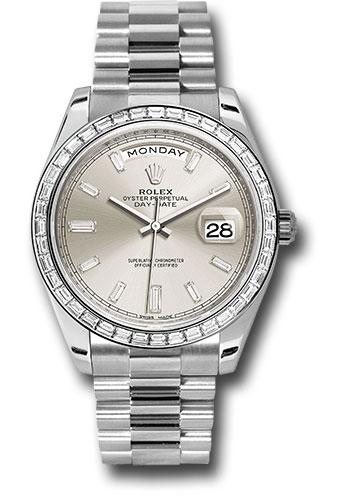 rolex-950-platinum-day-date-40-watch-bezel-silver-baguette-diamond-dial-president-bracelet-228396tbr-sbdp