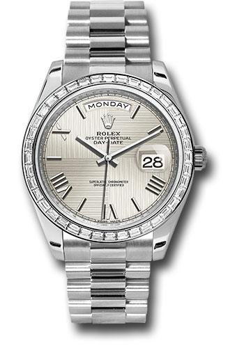 rolex-950-platinum-day-date-40-watch-bezel-silver-quadrant-motif-bevelled-roman-dial-president-bracelet-228396tbr-sqmrp