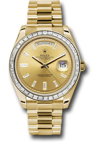 rolex-yellow-gold-day-date-40-watch-bezel-champagne-baguette-diamond-dial-president-bracelet-228398tbr-chbdp