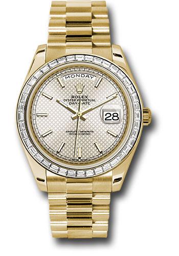 rolex-yellow-gold-day-date-40-watch-bezel-silver-diagonal-motif-index-dial-president-bracelet-228398tbr-sdmip