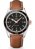 omega-seamaster-300-omega-master-co-axial-watch-41-mm-steel-case-sedna-gold-unidirectional-bezel-black-dial-brown-leather-strap-233-22-41-21-01-002