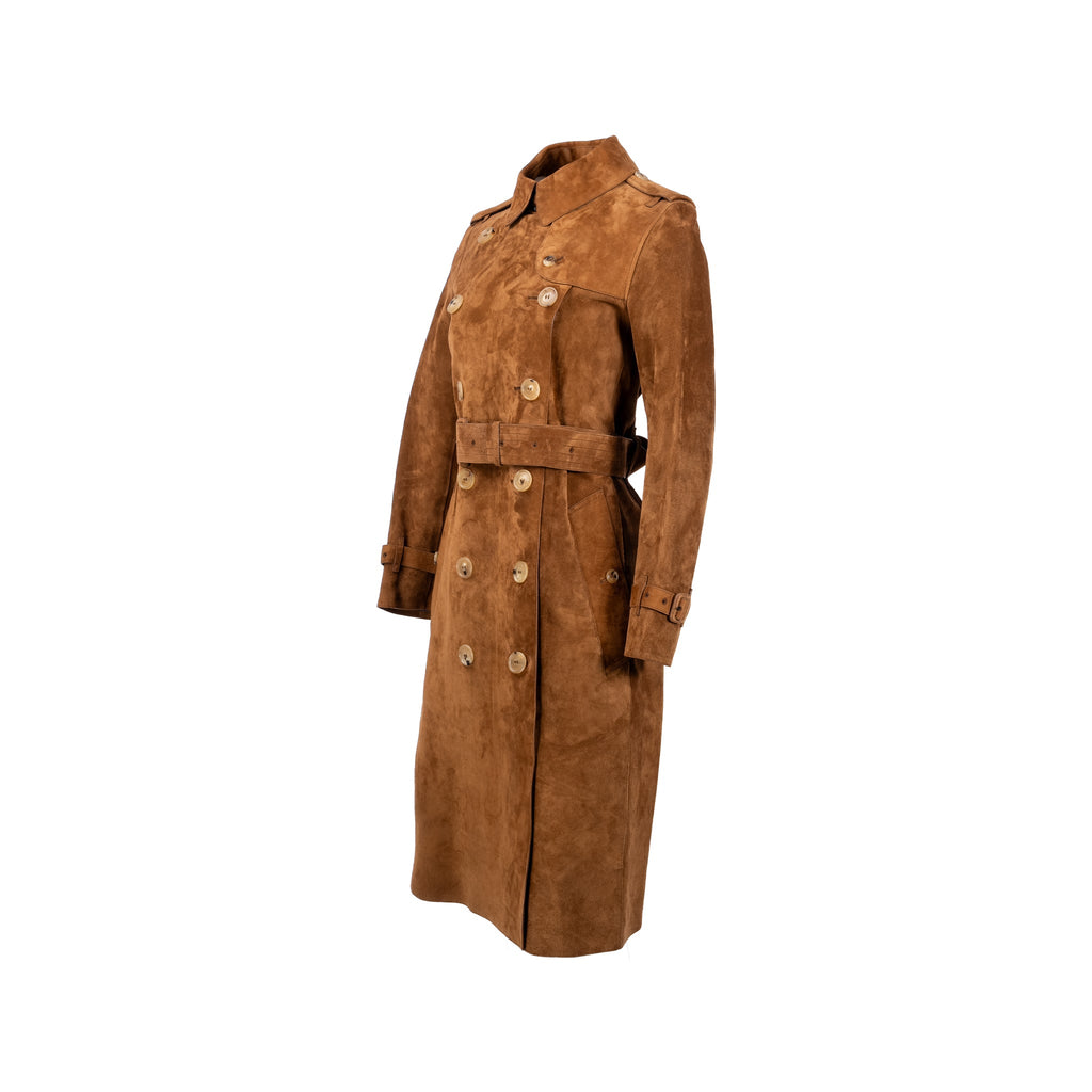 burberry-size-34-double-breasted-coat-suede-calfskin-brown