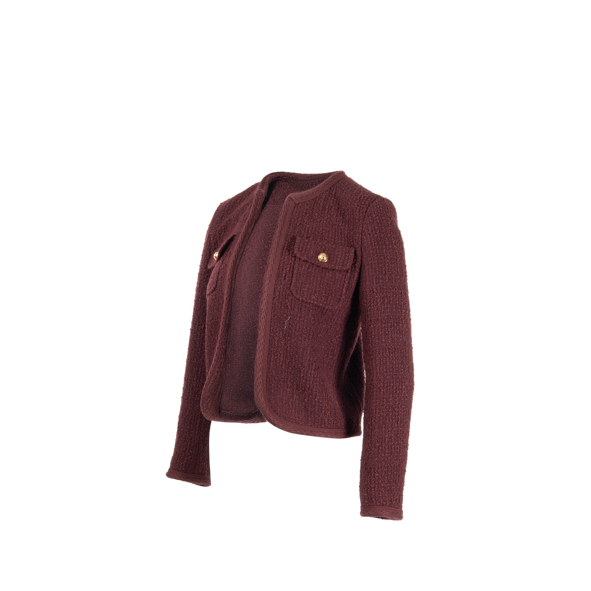 celine-size-34-tweed-jacket-laine-cotton-polyamide-burgundy-ghw