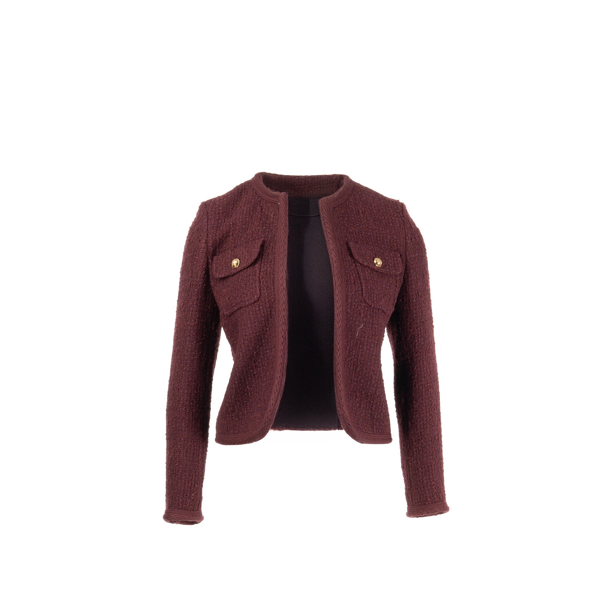 celine-size-34-tweed-jacket-laine-cotton-polyamide-burgundy-ghw