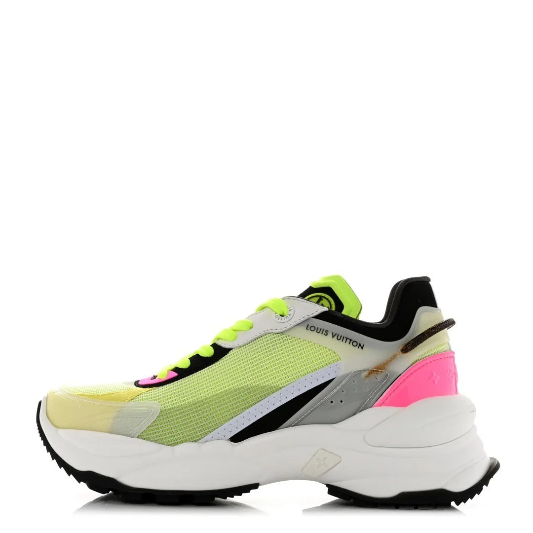 LOUIS VUITTON MIX MATERIALS SUEDE CALFSKIN RUN SNEAKERS YELLOW & PINK