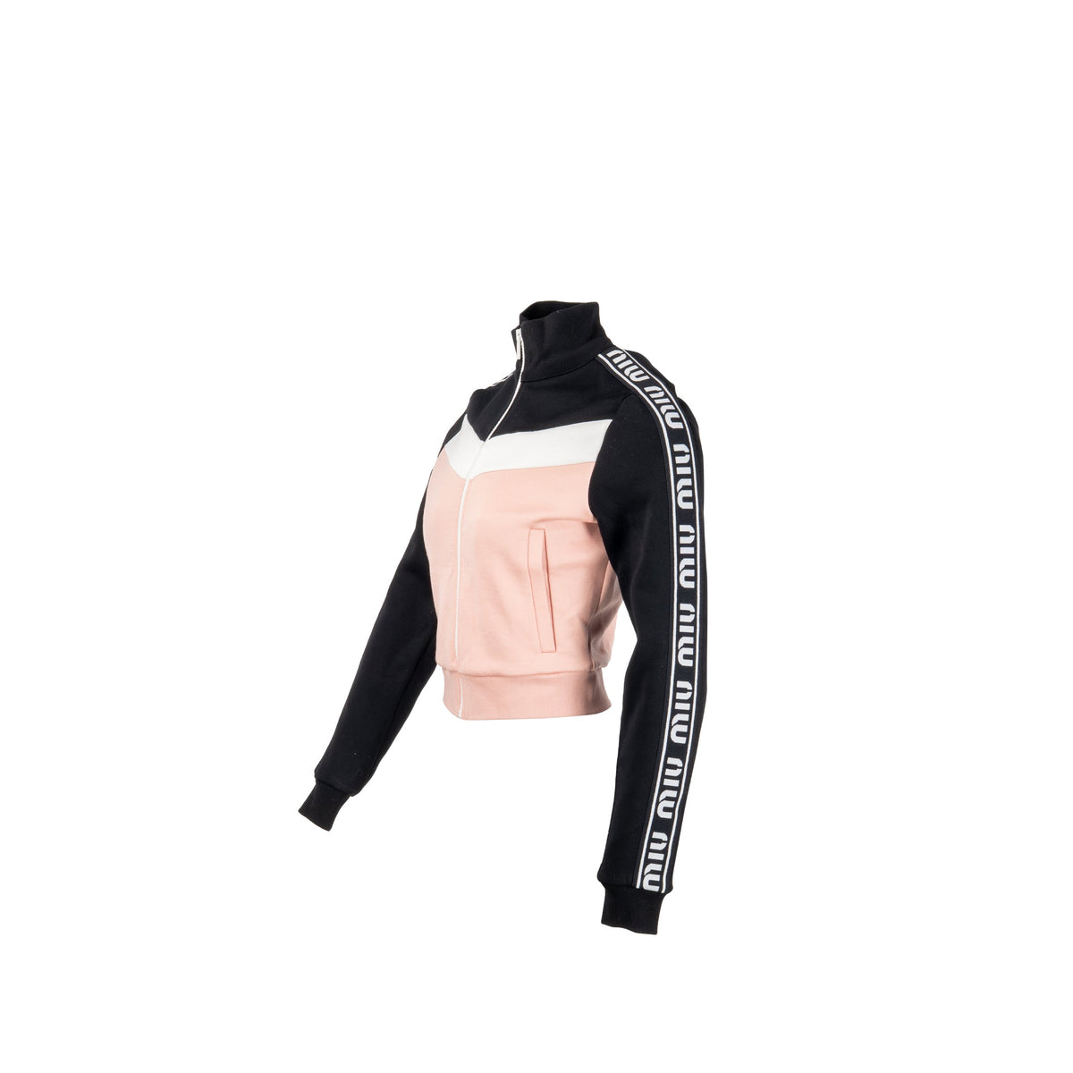 miu-miu-size-xs-short-jacket-cotton-polyamide-black-white-pink