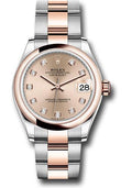 rolex-steel-and-everose-gold-datejust-31-watch-domed-bezel-chocolate-diamond-dial-oyster-bracelet-278241-rodo