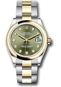 rolex-steel-and-yellow-gold-datejust-31-watch-domed-bezel-olive-green-diamond-dial-oyster-bracelet-278243-ogdo