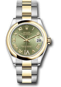 rolex-steel-and-yellow-gold-datejust-31-watch-domed-bezel-olive-green-diamond-roman-six-dial-oyster-bracelet-278243-ogdr6o