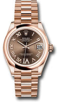 rolex-everose-gold-datejust-31-watch-domed-bezel-chocolate-diamond-six-dial-president-bracelet-278245-chodr6p
