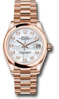 rolex-everose-gold-datejust-31-watch-domed-bezel-silver-diamond-dial-president-bracelet-278245-mdp