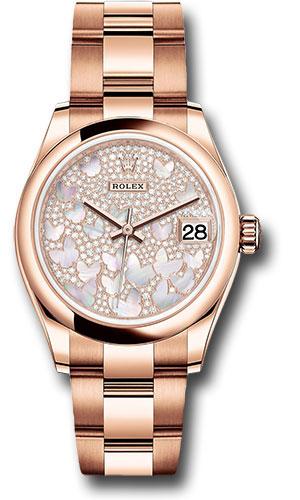 rolex-everose-gold-datejust-31-watch-domed-bezel-diamond-paved-butterfly-dial-oyster-bracelet-278245-pmopbo