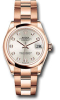 rolex-everose-gold-datejust-31-watch-domed-bezel-silver-diamond-dial-oyster-bracelet-278245-sdo