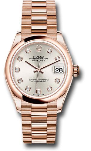 rolex-everose-gold-datejust-31-watch-domed-bezel-silver-diamond-dial-president-bracelet-278245-sdp