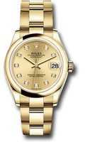 rolex-yellow-gold-datejust-31-watch-domed-bezel-champagne-diamond-dial-oyster-bracelet-278248-chdo