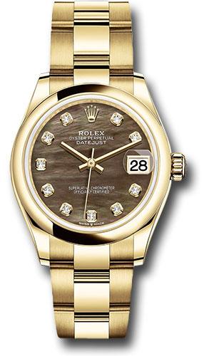 rolex-yellow-gold-datejust-31-watch-domed-bezel-dark-mother-of-pearl-diamond-dial-oyster-bracelet-278248-dkmdo