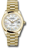 rolex-yellow-gold-datejust-31-watch-domed-bezel-mother-of-pearl-diamond-dial-president-bracelet-278248-mdp