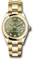 rolex-yellow-gold-datejust-31-watch-domed-bezel-olive-green-diamond-dial-oyster-bracelet-278248-ogdo
