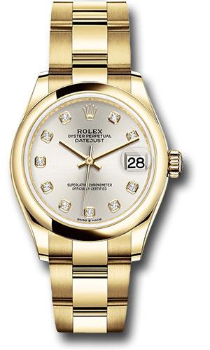 rolex-yellow-gold-datejust-31-watch-domed-bezel-silver-diamond-dial-oyster-bracelet-278248-sdo