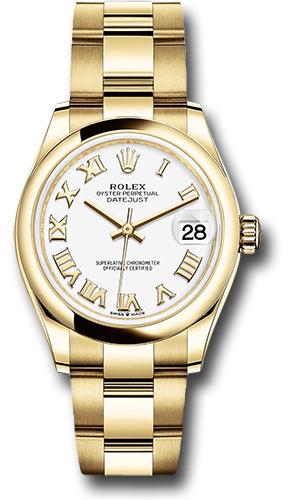 rolex-yellow-gold-datejust-31-watch-domed-bezel-white-roman-dial-oyster-bracelet-278248-wro