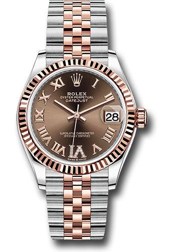 rolex-steel-and-everose-gold-datejust-31-watch-fluted-bezel-dark-rhodium-diamond-roman-vi-dial-jubilee-bracelet-278271-chodr6j