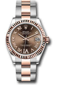 rolex-steel-and-everose-gold-datejust-31-watch-fluted-bezel-dark-rhodium-diamond-roman-vi-dial-oyster-bracelet-278271-chodr6o