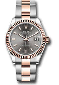 rolex-steel-and-everose-gold-datejust-31-watch-fluted-bezel-dark-rhodium-index-dial-oyster-bracelet-278271-dkrhio