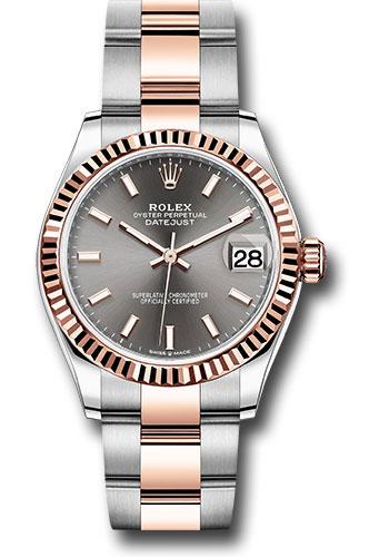 rolex-steel-and-everose-gold-datejust-31-watch-fluted-bezel-dark-rhodium-index-dial-oyster-bracelet-278271-dkrhio