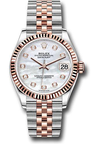 rolex-steel-and-everose-gold-datejust-31-watch-fluted-bezel-silver-diamond-dial-jubilee-bracelet-278271-mdj