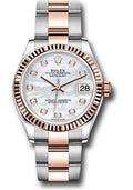 rolex-steel-and-everose-gold-datejust-31-watch-fluted-bezel-silver-diamond-dial-oyster-bracelet-278271-mdo