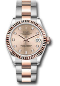 rolex-steel-and-everose-gold-datejust-31-watch-fluted-bezel-chocolate-diamond-dial-oyster-bracelet-278271-rodo