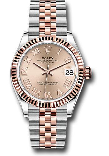 rolex-steel-and-everose-gold-datejust-31-watch-fluted-bezel-dark-rhodium-index-dial-jubilee-bracelet-278271-rorj