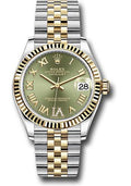 rolex-steel-and-yellow-gold-datejust-31-watch-fluted-bezel-olive-green-diamond-roman-six-dial-jubilee-bracelet-278273-ogdr6j