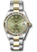 rolex-steel-and-yellow-gold-datejust-31-watch-fluted-bezel-olive-green-diamond-roman-six-dial-oyster-bracelet-278273-ogdr6o