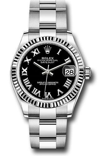 rolex-steel-and-white-gold-datejust-31-watch-fluted-bezel-black-roman-dial-oyster-bracelet-278274-bkro