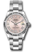 rolex-steel-and-white-gold-datejust-31-watch-fluted-bezel-pink-roman-diamond-6-dial-oyster-bracelet-278274-pdr6o